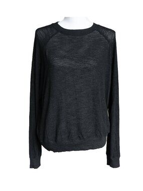 Monrow Mesh Shirt Black Sheer Net Club Rave 90s Goth Cyber Punk Long Sleeve Top